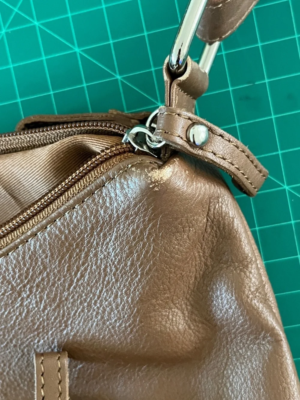 Brown leather cross body purse